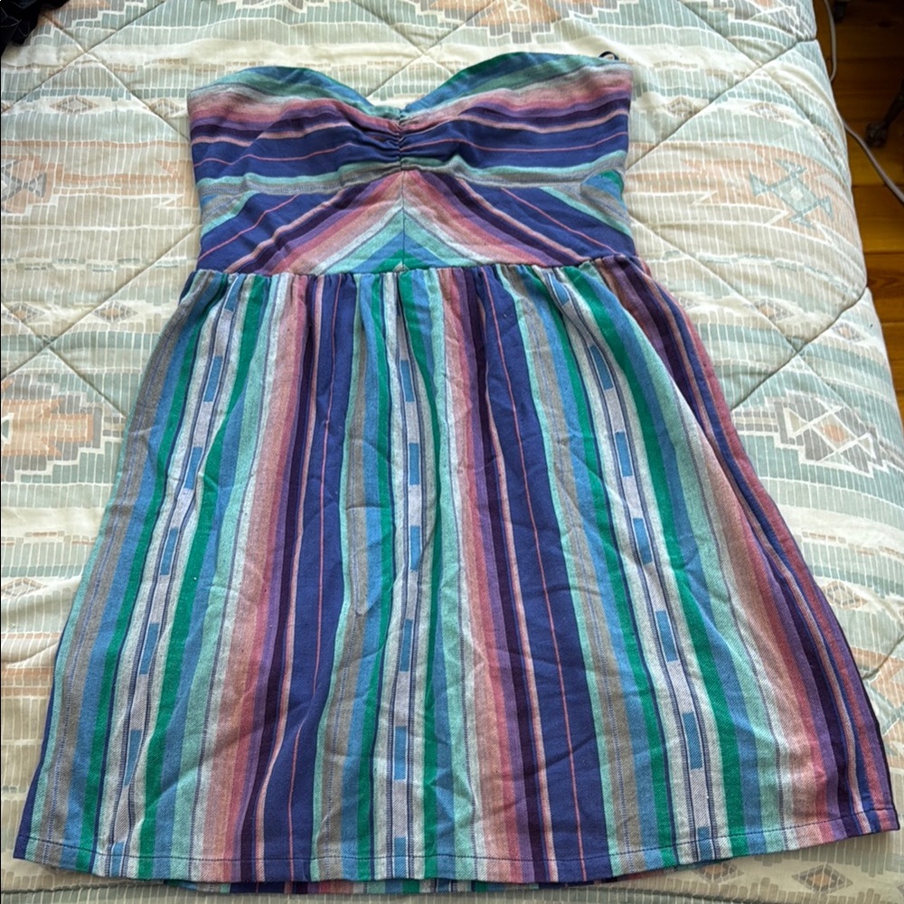 Striped Multicolor Strapless Dress